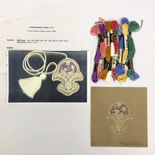 Sandy Jenkins Flower Basket Tassel Kit 110 Needlepoint Canvas Kit NOS 