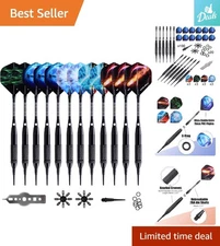 Pro-Level Soft Tip Darts Set: 12 Darts, 24 Unique Flights & Maintenance Wrench