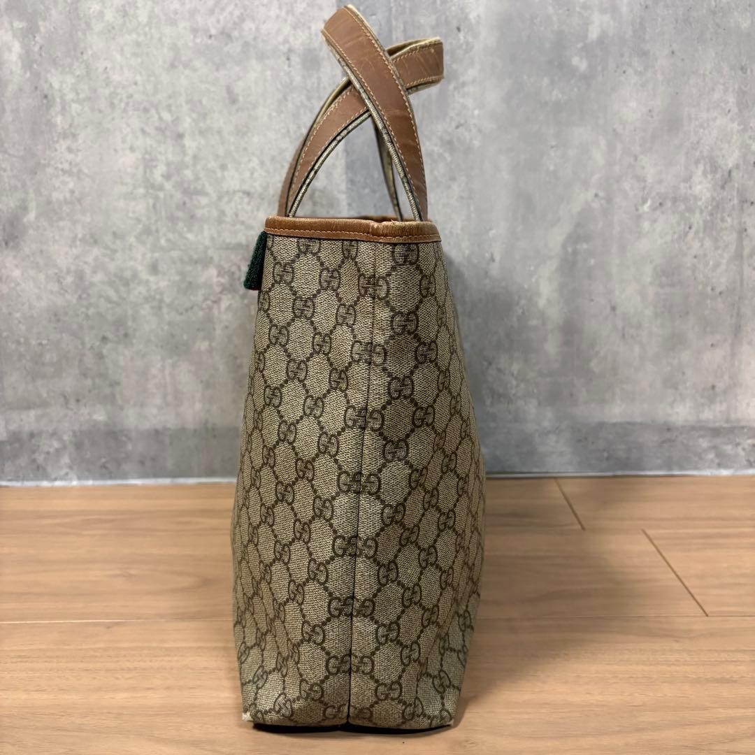 GUCCI GG Supreme Canvas Tote Bag Brown Sherry Stripe Unisex Authentic thumbnail 5