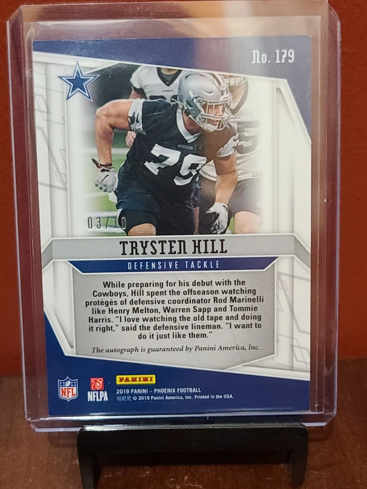 2019 Phoenix Rookie Auto Green #179 Trysten Hill Dallas Cowboys #'d 3/10 - Image 3 of 3