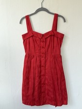 Marc By Marc Jacobs Red Plaid Button Front Dress 100% Cotton Size 4