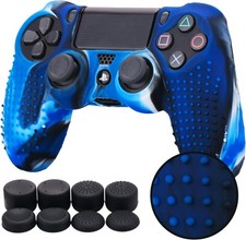 Camouflage Blue Silicone PS4 Controller Skin ? Studded Anti-slip with 8 Grips