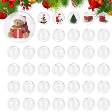 50 PCS Clear Ornament Balls Clear Plastic Ornaments for Craft Fillable Orname...