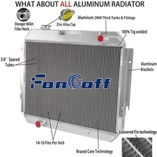3-Row Aluminum Radiator Fits 1977-1988 Ford E-350 Econoline Club Wagon 7.5L V8