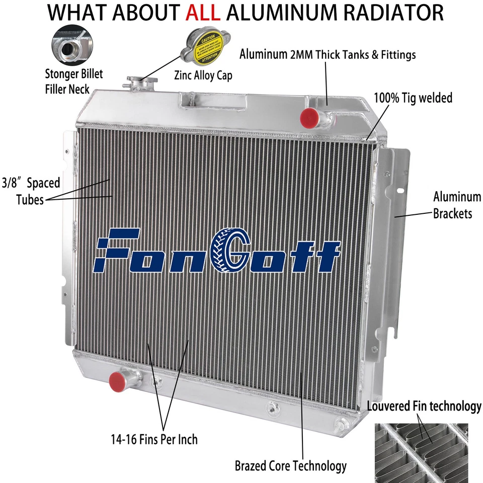 3-Row Aluminum Radiator For 1977-1988 Ford E-350 Econoline Club Wagon 7.5L V8 US Foto 2 de 4