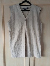 Vintage RICHARD Beige Embroidered Cotton Longline Waistcoat Vest Boho L 90s Y2K