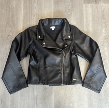 Kids Black Faux Leather Moto Biker Jacket - Girls Fashion Apparel