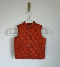 Janie And Jack Puffer Vest Boys 12-18 Months Orange Quilted Preppy Playtime