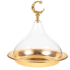 1 Set Zinc Alloy Cake Plate Snack Holder Cake Storage Plate with Acrylic Cover