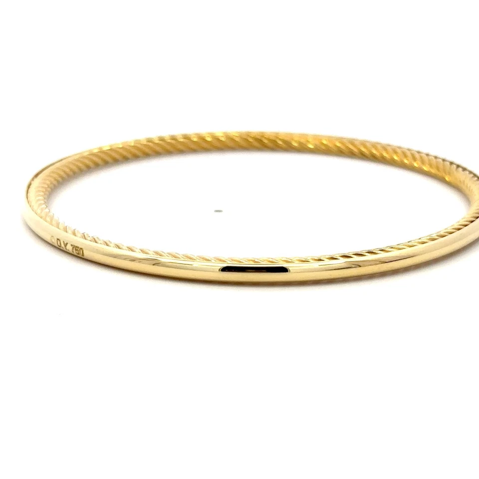 David Yurman 18K Yellow Gold Classic Twisted Cable Bangle Bracelet 7.5" - Image 4 of 4