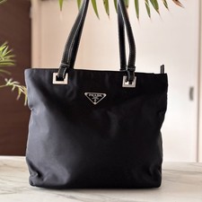 PRADA Tessuto Leather Tote Bag Ladies Men s Hand Black Lightweight Formal Shou
