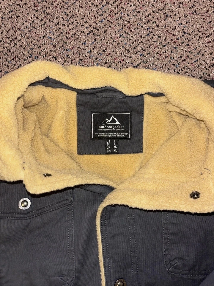 Abrigo pesado forrado Sherpa vintage gris Foto 3 de 4