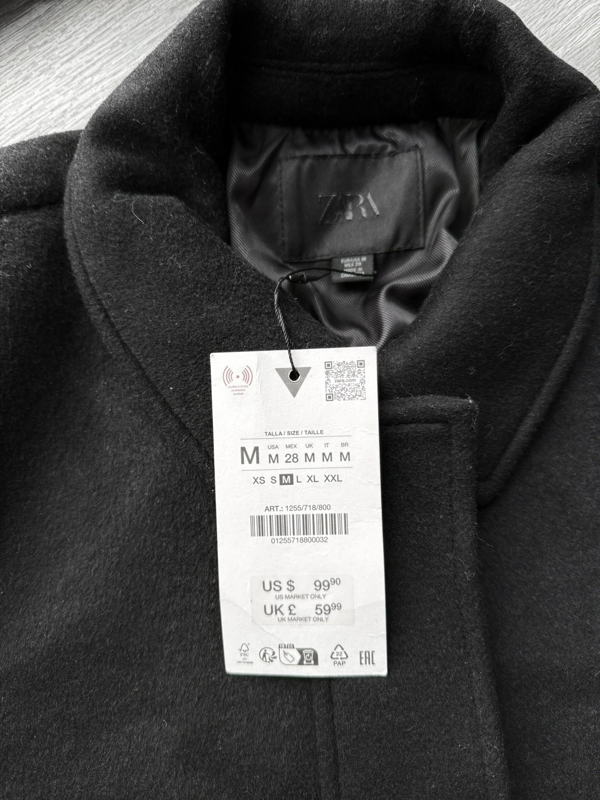 Zara Women Wool Blend black cropped Jacket With Pockets Black Size M RRP £59.99 thumbnail 9