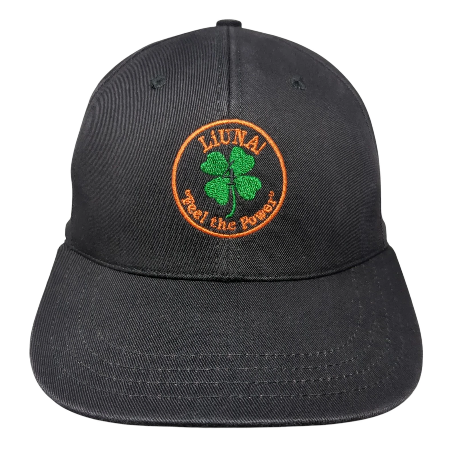 Liunaj Feel The Power Fitted Baseball Cap Black XL Embroidered 6 Panel Unionwear