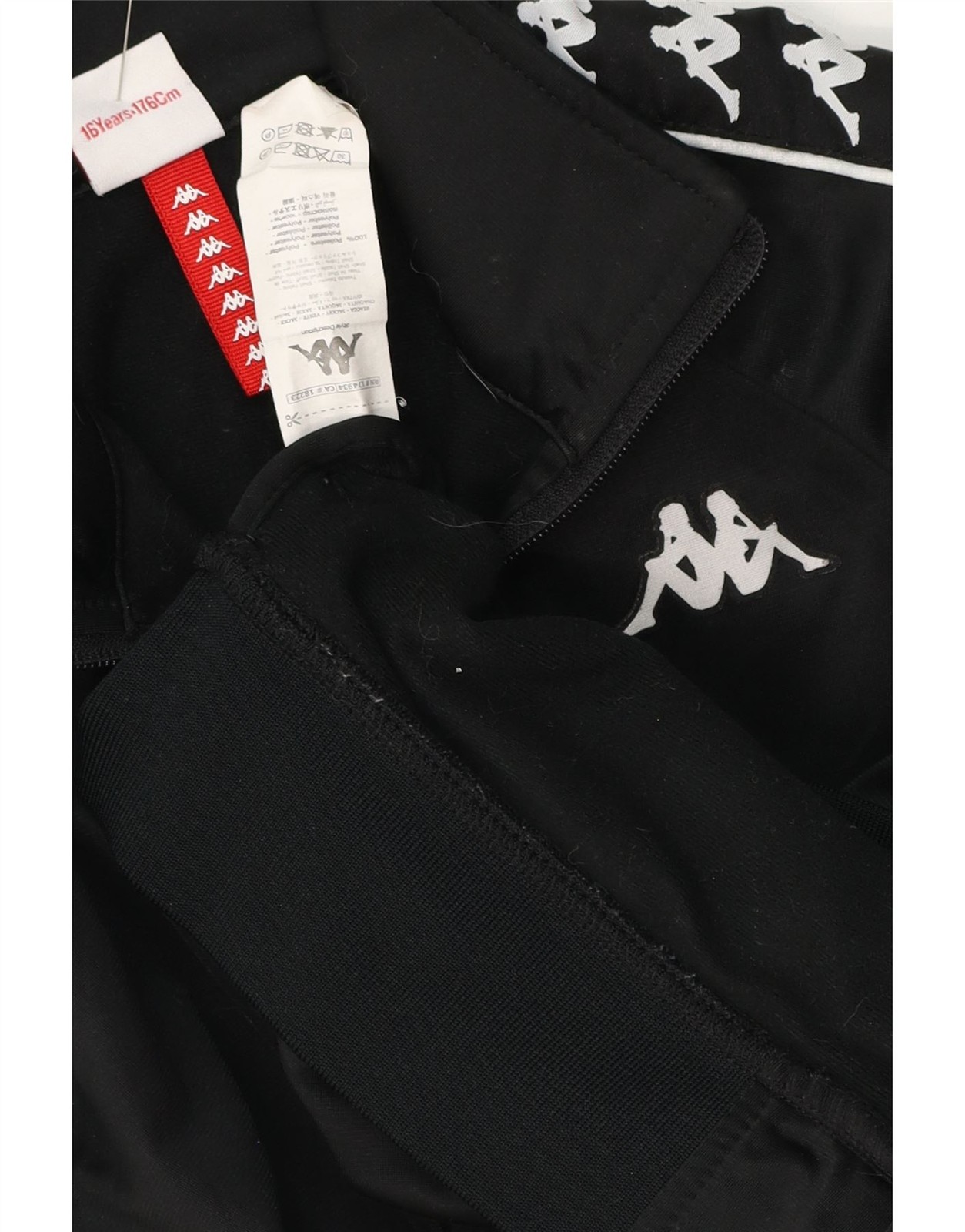 KAPPA Boys Graphic Tracksuit Top Jacket 15-16 Years Black Polyester AE06 image 4