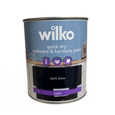 Wilko Dark Blue Quick Dry Cupboard & Furniture Satin Paint 750ml Hardwearing