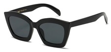 Women's Wide Lens Geometric Sunglasses Black Frame Gray Lens Tinted UV400 Glam