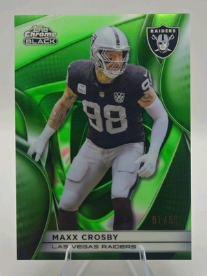 2025 Topps Chrome Black Football Maxx Crosby Green Wave Refractor #/99