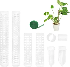 9 PCS Stackable Transparent Plastic Moss Pole for Plants Translucent 