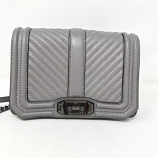 Rebecca Minkoff Love Crossbody Bag Grey Chevron Quilted Leather Gunmetal