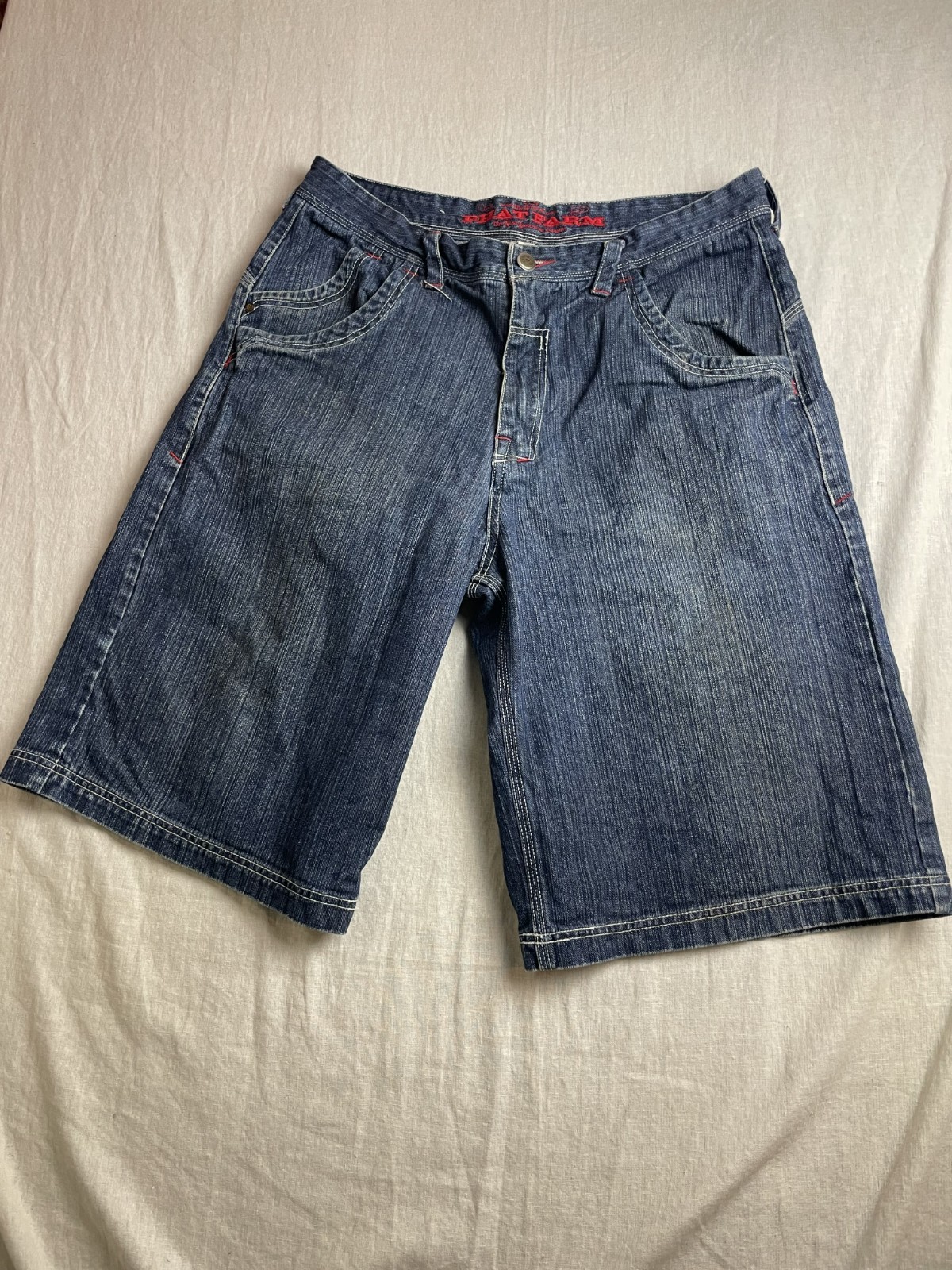 Vintage Y2K Phat Farm Denim Jorts Mens Size 36 Blue Hip Hop Grunge Baggy Shorts