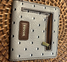 Fossil Women's Mini Bi-Fold Wallet Polka Dot Stripe Black  White