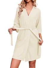 Ekouaer Robes for Women Waffle Knit Bathrobe Soft Lightweight Knee Length Lou...