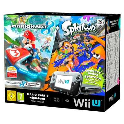 Wii U Konsole 32 GB schwarz + Mario Kart 8 vorinstalliert ohne Splatoon DLC mit 