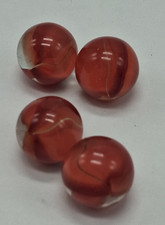 4 Marbles Cats Eyes Shooters / Boulders 1 , Red/Orange Color-Collectibles