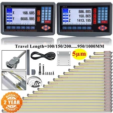 2/3 Axis Digital Readout LCD Screen 5UM Glass Linear Scales for Bridgeport Mill