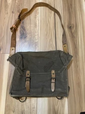 Vintage French Military Canvas Ammo Shoulder Bag w/ Strap Indochina War 1950s