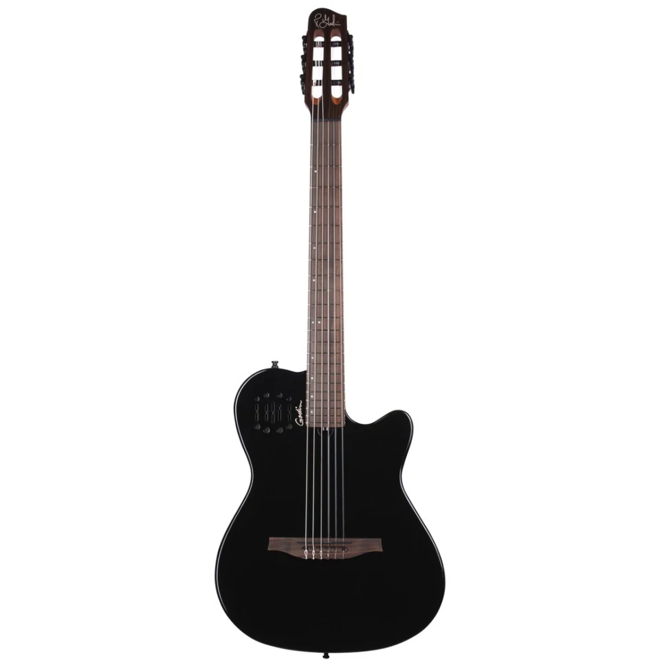 Godin Multiac Mundial Thinline A/E Classical Guitar, Solid Cedar Top, Onyx Black - Image 2 of 3