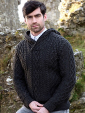 NWT Aran Men's Cable  Lattice Hooded Sweater, Choose Color  Size