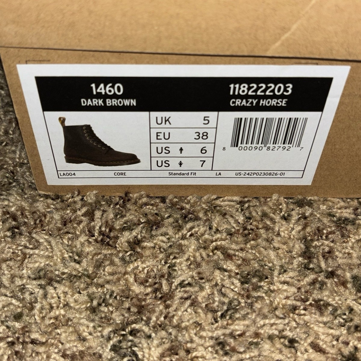 Dr. Martens 1460 Crazy Horse 11822203 Men 6 Women's 7 Gaucho Brown