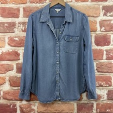 Lucky Brand Top Womens Medium Blue Chambray D...