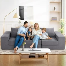 Modular Sectional Cloud Sofa,3-Seat Boneless Couch Convertible Sofa Bed HOT Gift