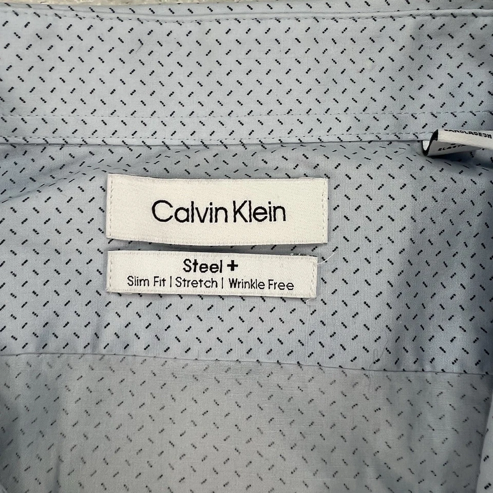 Calvin Klein Para Hombre 2XL Azul Acero Calce Ajustado Elástico Sin Arrugas Foto 4 de 4