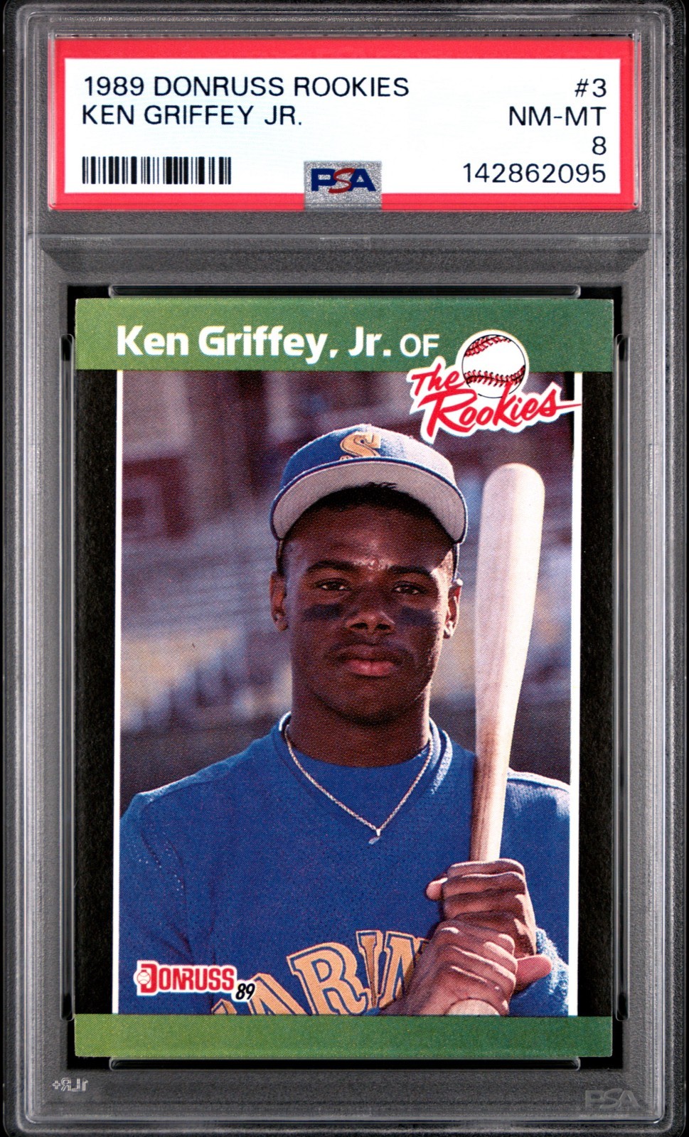 1989 Donruss The Rookies #3 KEN GRIFFEY JR. Seattle Mariners RC NM-MT PSA 8