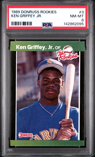 1989 Donruss The Rookies #3 KEN GRIFFEY JR. Seattle Mariners RC NM-MT PSA 8
