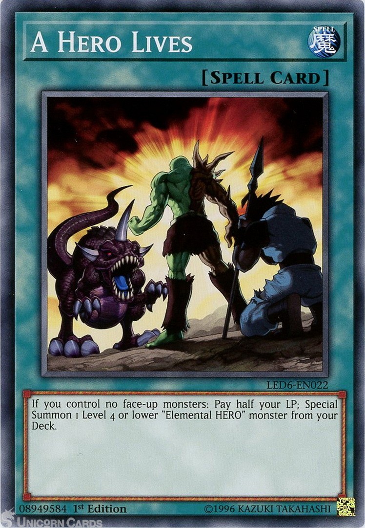 LED6-EN022 A Hero Lives Common 1st Edition Mint YuGiOh Card