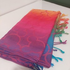 Disney Parks Mickey Mouse Rainbow Colors Gradient Colorful Scarf 27x63 EUC