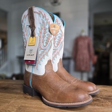 Ariat Round Up StretchFit Boots Womens 9B Sandstorm Ivory Western NWT