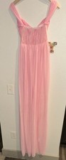 Pink Lace Mesh Sleeveless V-Neck Women's Nightgown Gown Size M