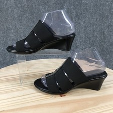 Italian Shoemakers Slide Sandals Womens 7 Wedge Heels Casual Rhinestones Black