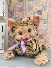 Vintage Rushton Early Jumbo Tiger Kitty Plush Rubber Faced 1950s Early