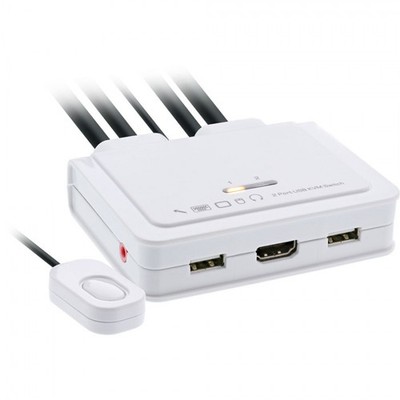 InLine  KVM Switch, 2-fach, HDMI , 4K, USB, mit Audio, integr. Kabel