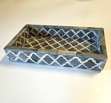 Kassatex Marrakesh Moroccan Painted Wood Rectangle Vanity Tray Small Gray White