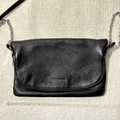 Coccinelle Black Leather Crossbody Bag with Chain Strap