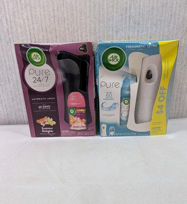 Lot of 2 New Pure Air Wick Freshmatic Ultra Sprayer Ocean Breeze Summer Delights