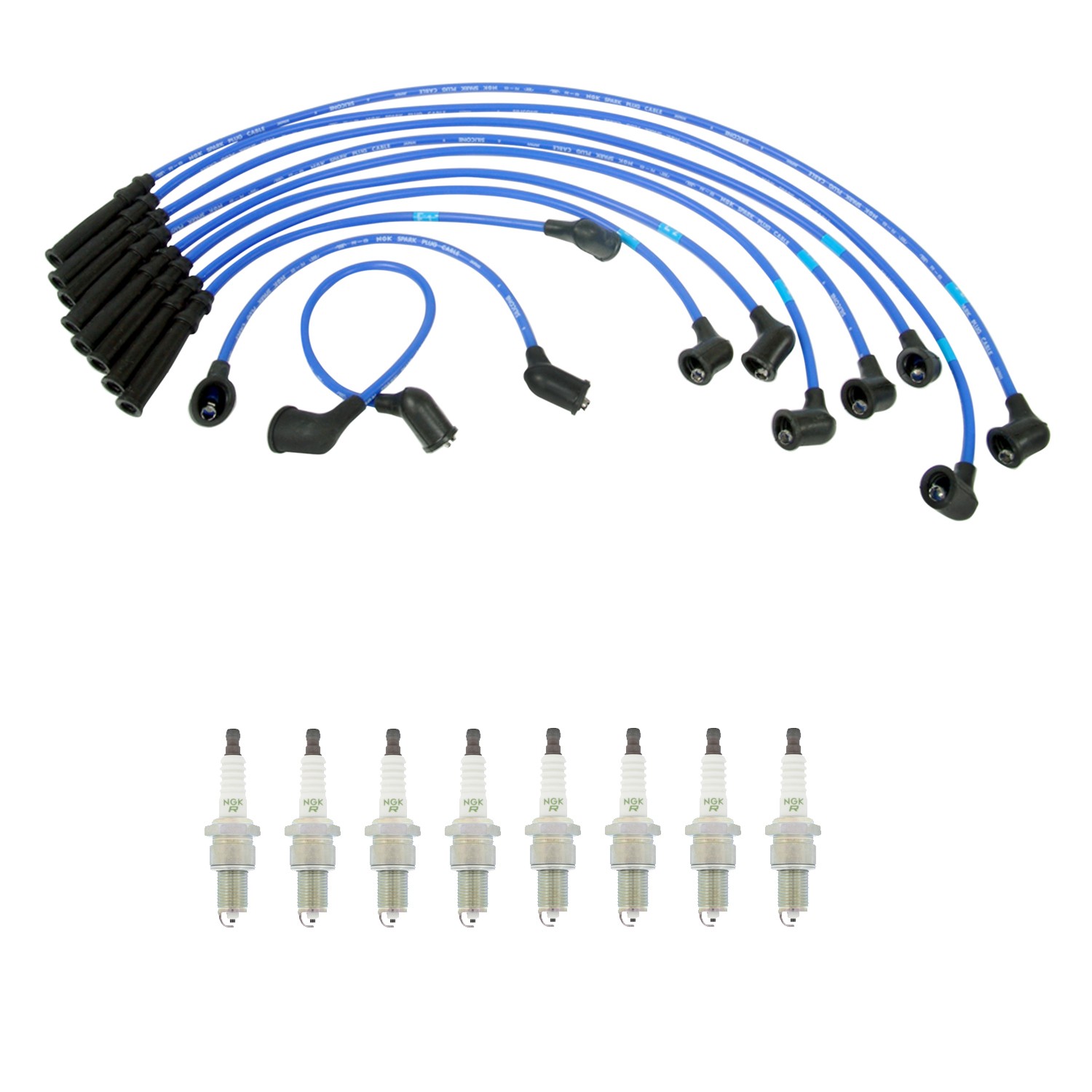 NGK Wire Set  8 V-Power Spark Plugs Kit for 200SX 510 Base 2.0L L4 W/Gap 0.036
